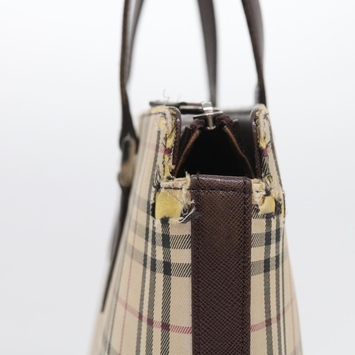 Burberry Nova Check Tote Bag Nylon Canvas Beige - 5