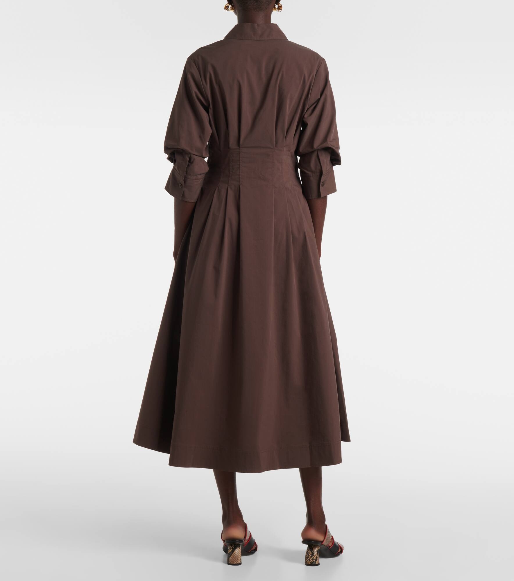 Pintuck cotton-blend midi dress - 3