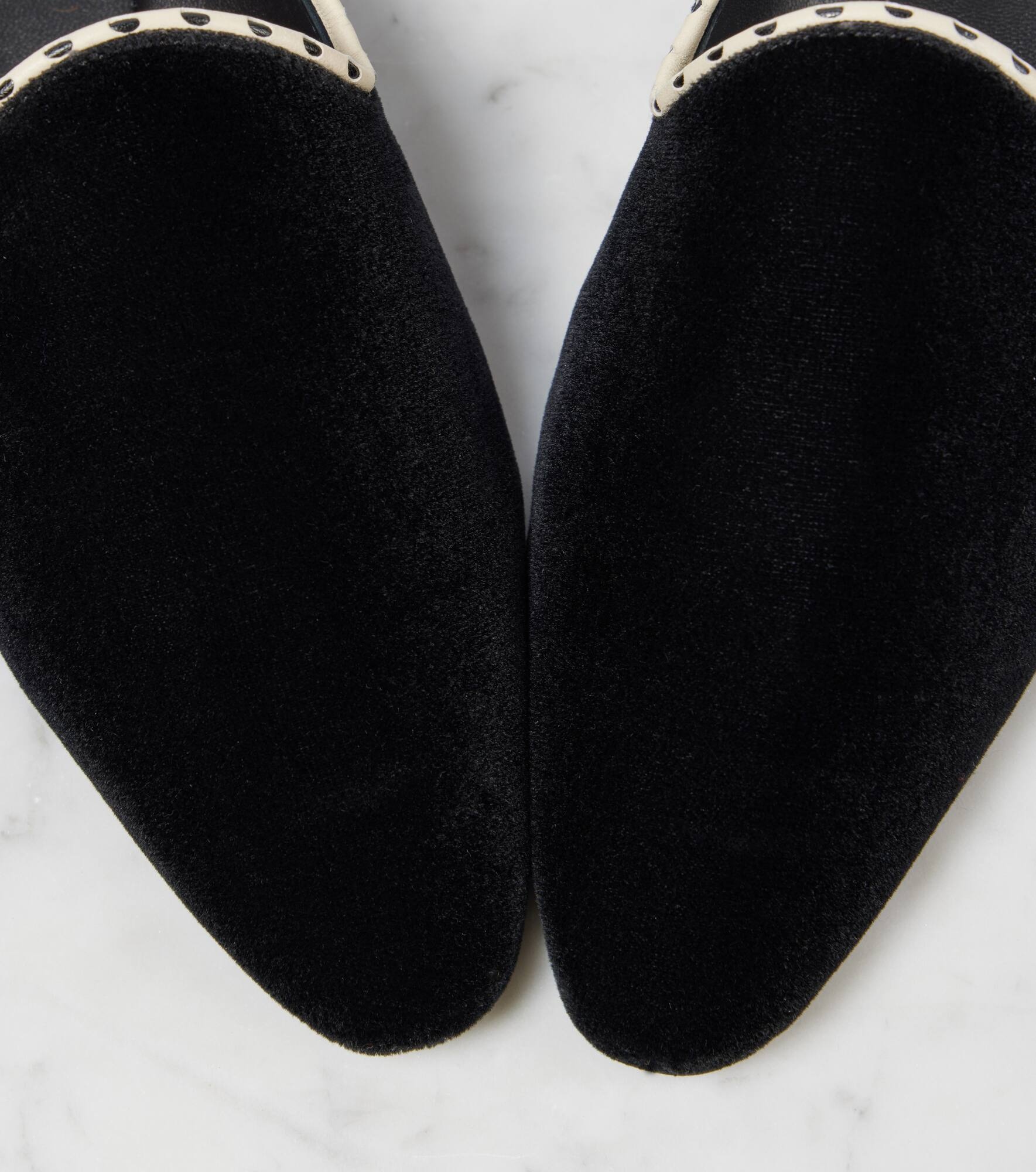 Leather-lined velvet slippers - 5