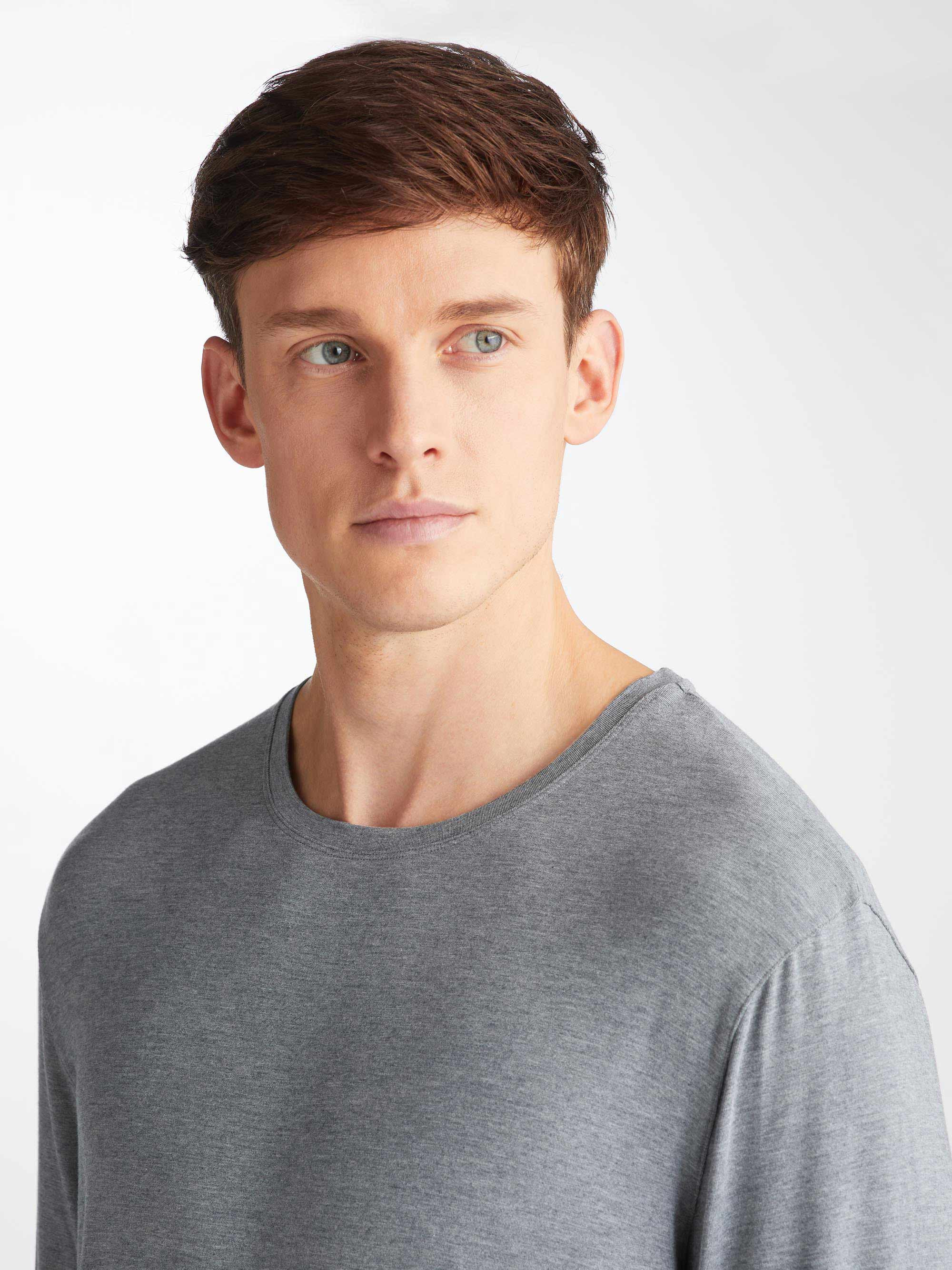 Men's Long Sleeve T-Shirt Marlowe Micro Modal Stretch Charcoal - 5