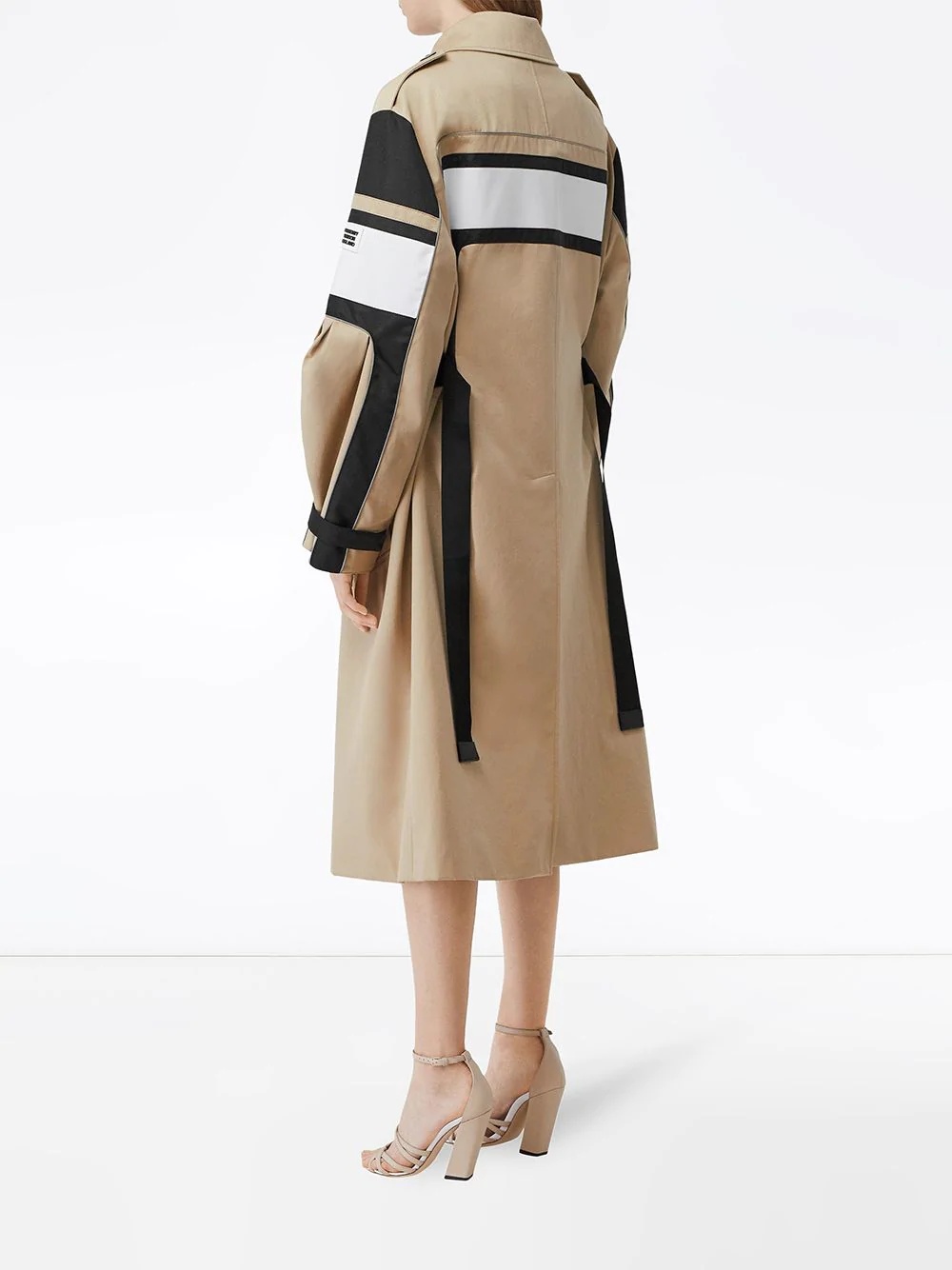 double-breasted panelled trench coat - 4