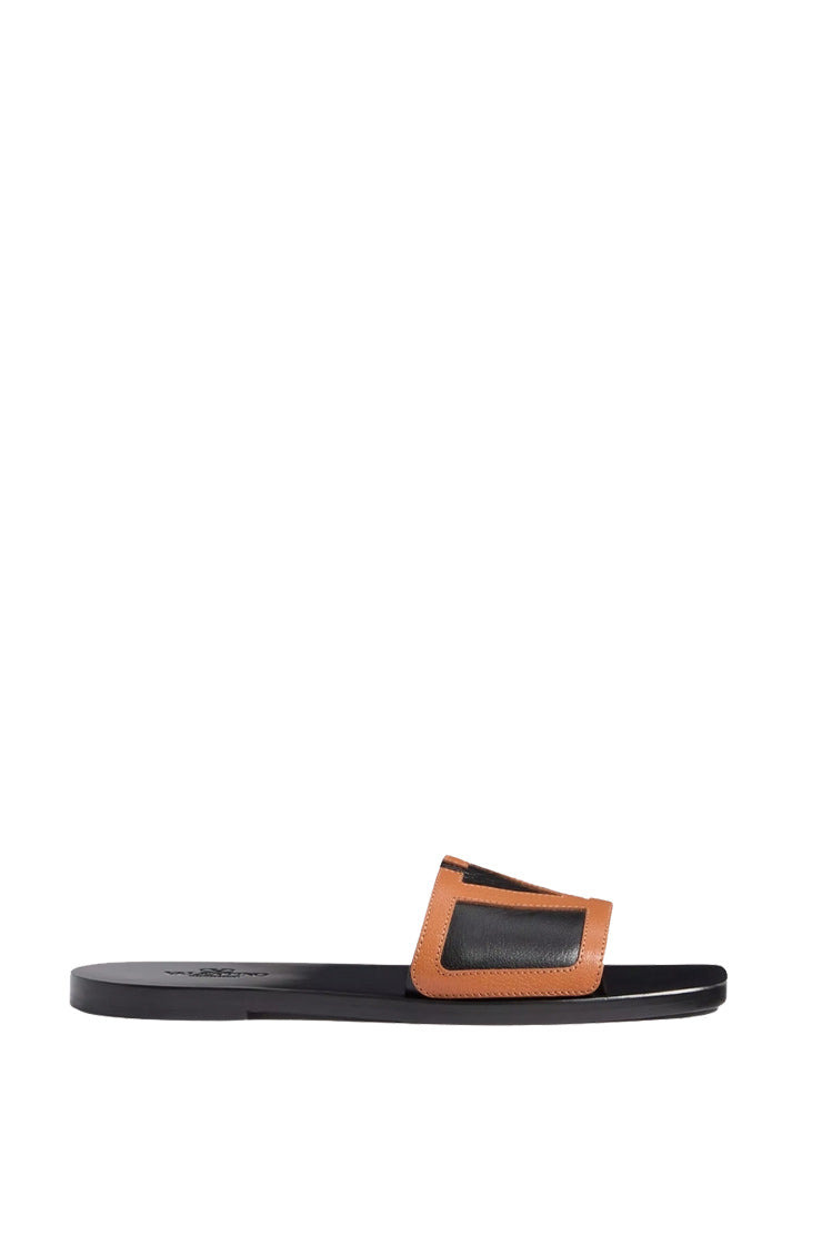 V LOGO LEATHER SLIDES - 1