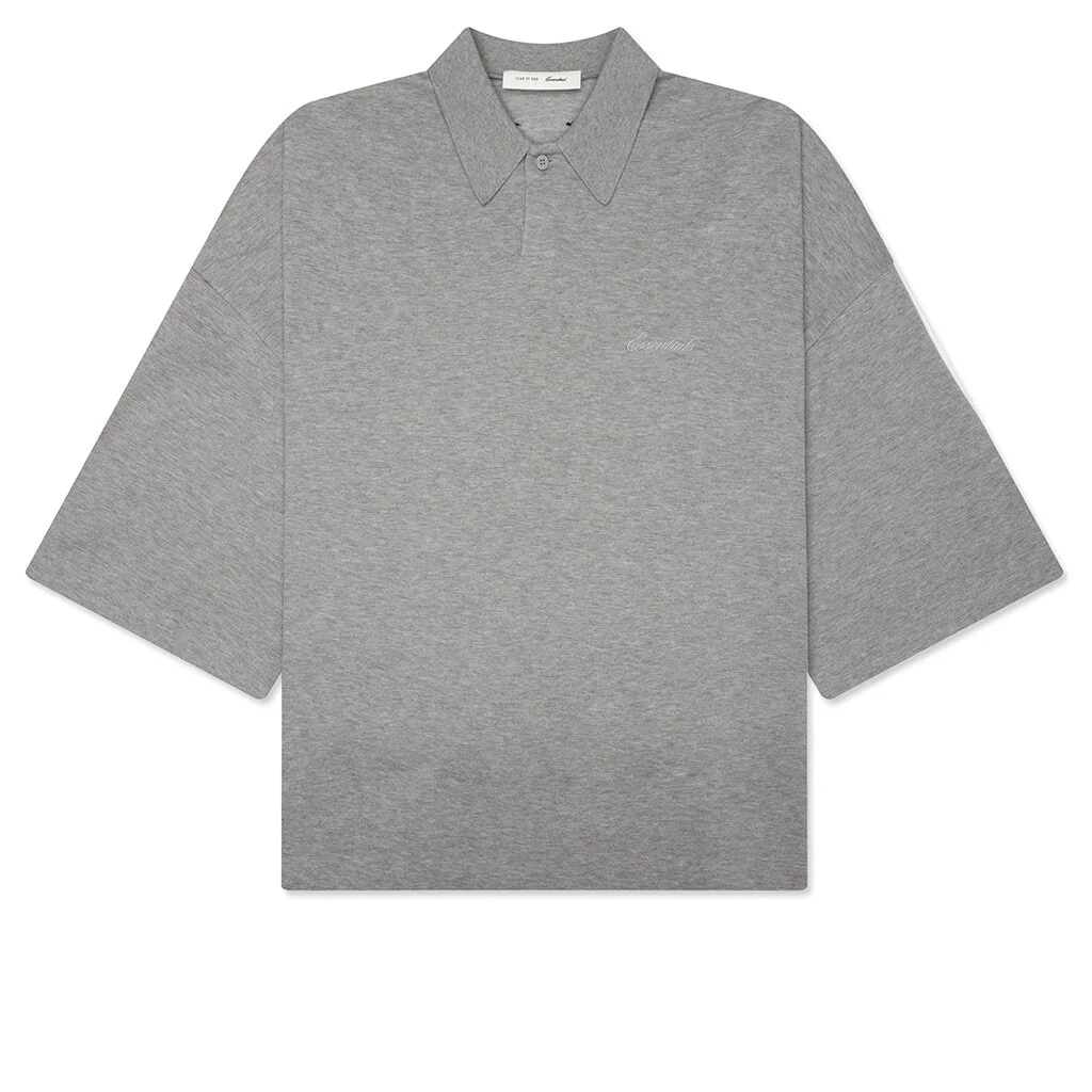 PIQUE SIGNATURE 90S CROPPED POLO - CONCRETE HEATHER - 1