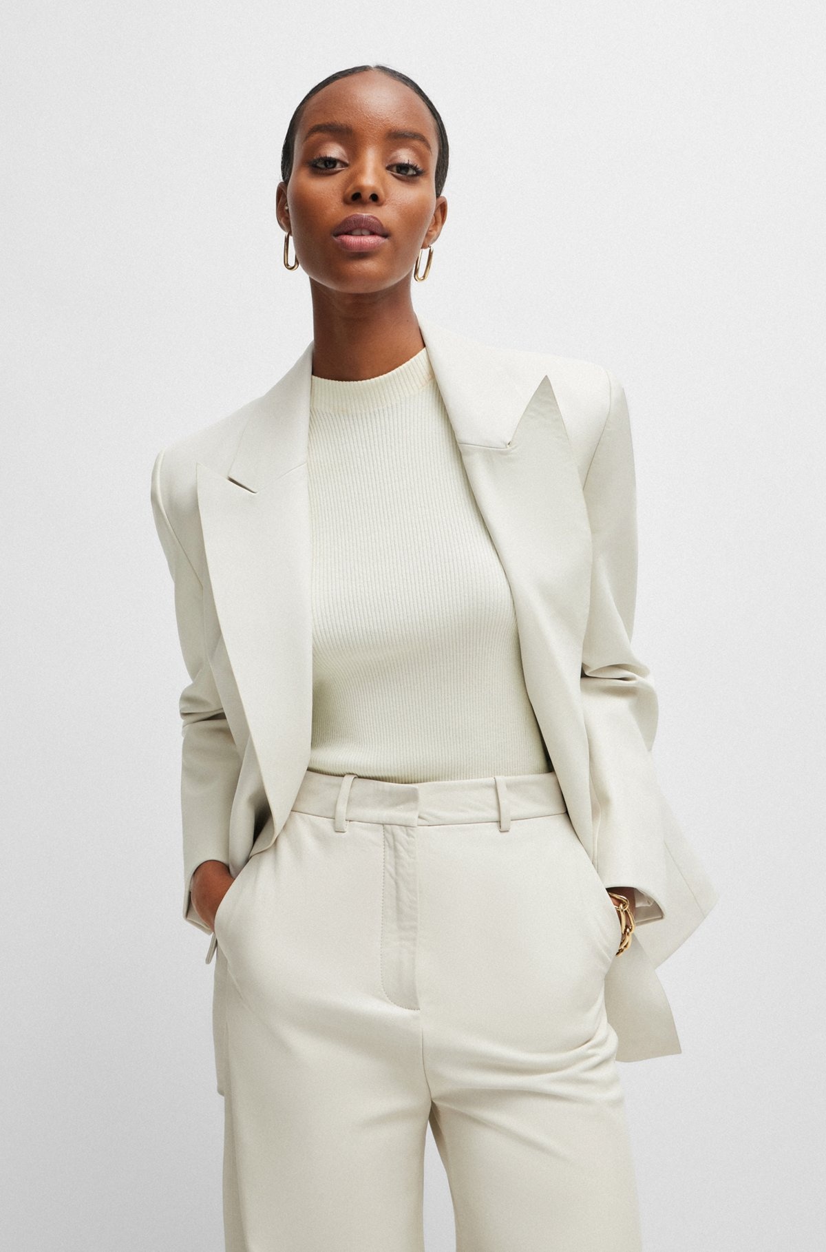 REGULAR-FIT LEATHER TROUSERS WITH WIDE LEG - 5