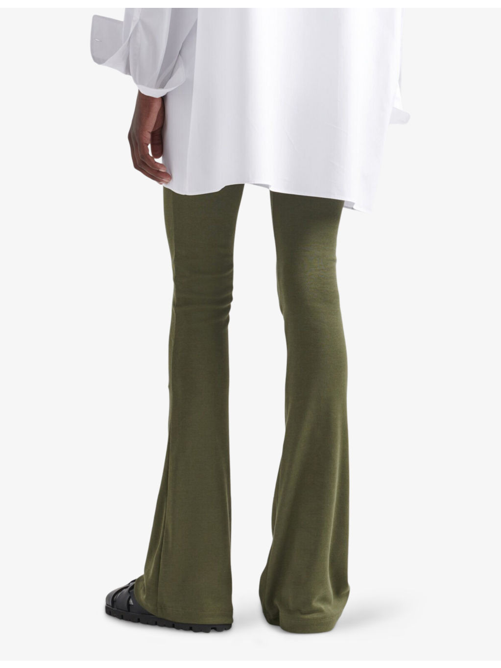 Ribbed Flared-Leg Knitted Cotton Trousers - 4