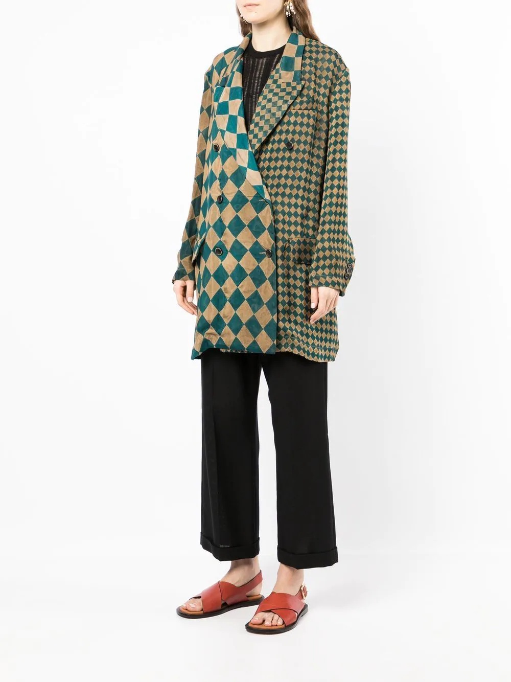 check-pattern double-breasted jacket - 5