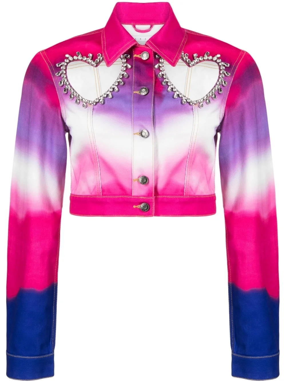 Heart cut-out cropped denim jacket - 1