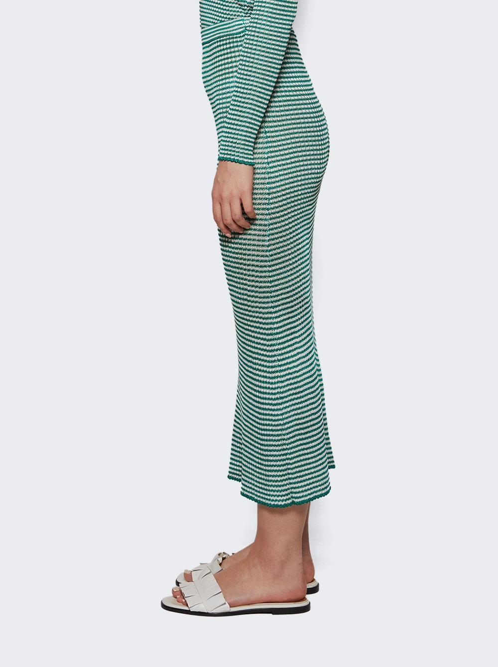 Micro Stripe Rib Skirt Palm Green Stripe - 3
