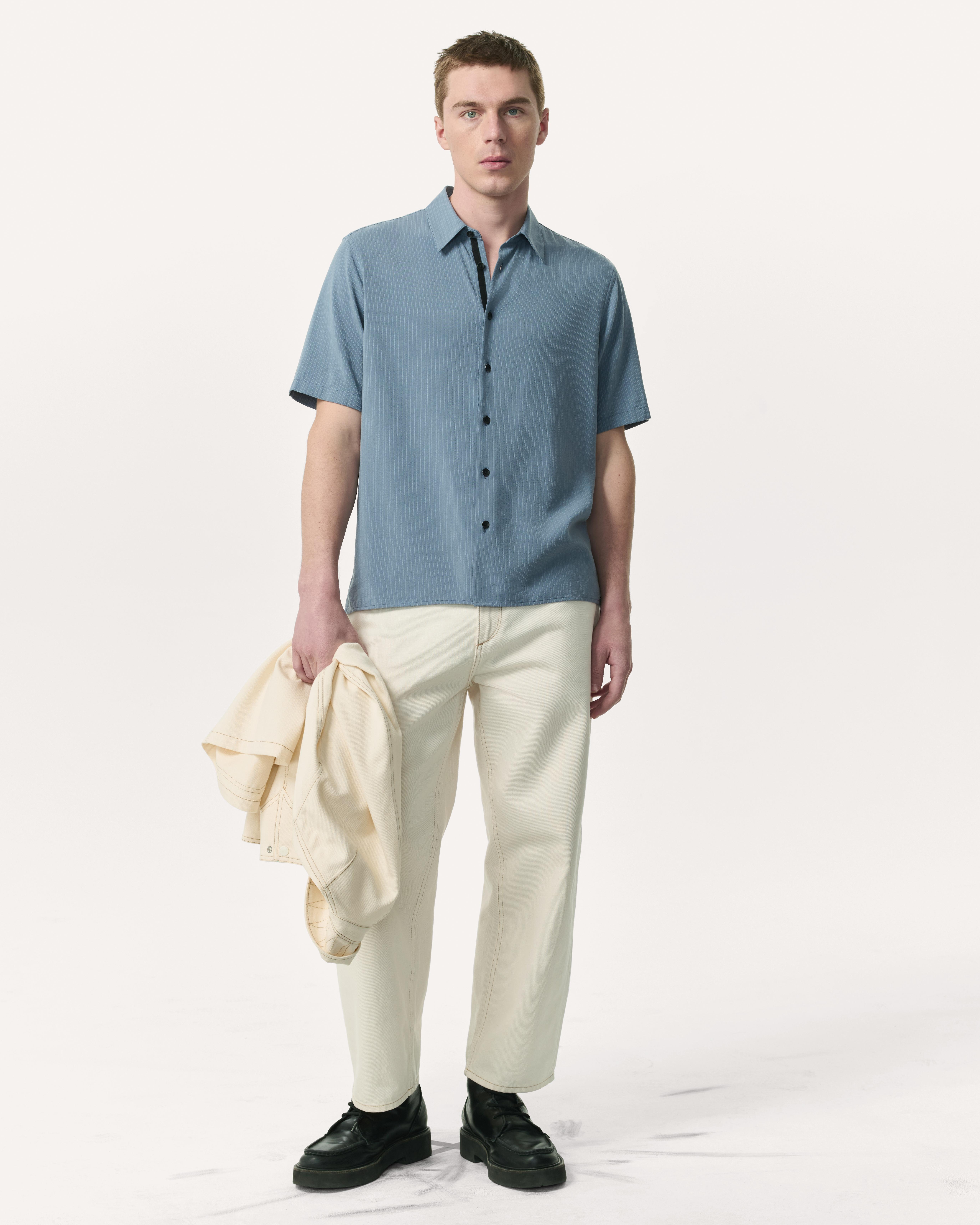 Relaxed Fit Dalton Dobby Striped Shirt - 4