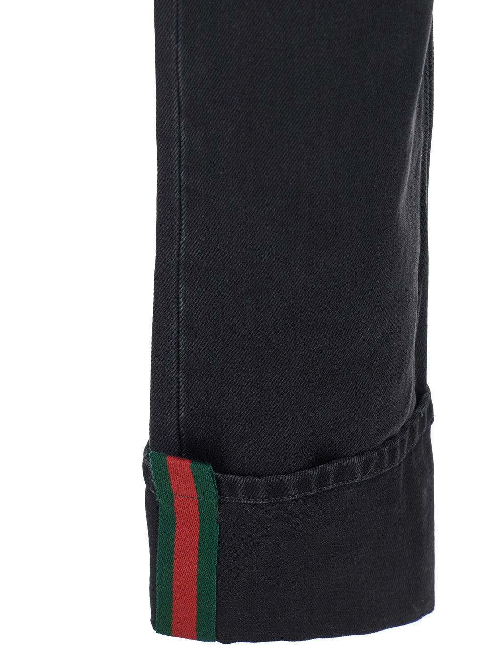 Gucci Men Black Jeans With High Waist And Web Detail In Denim Man - 3