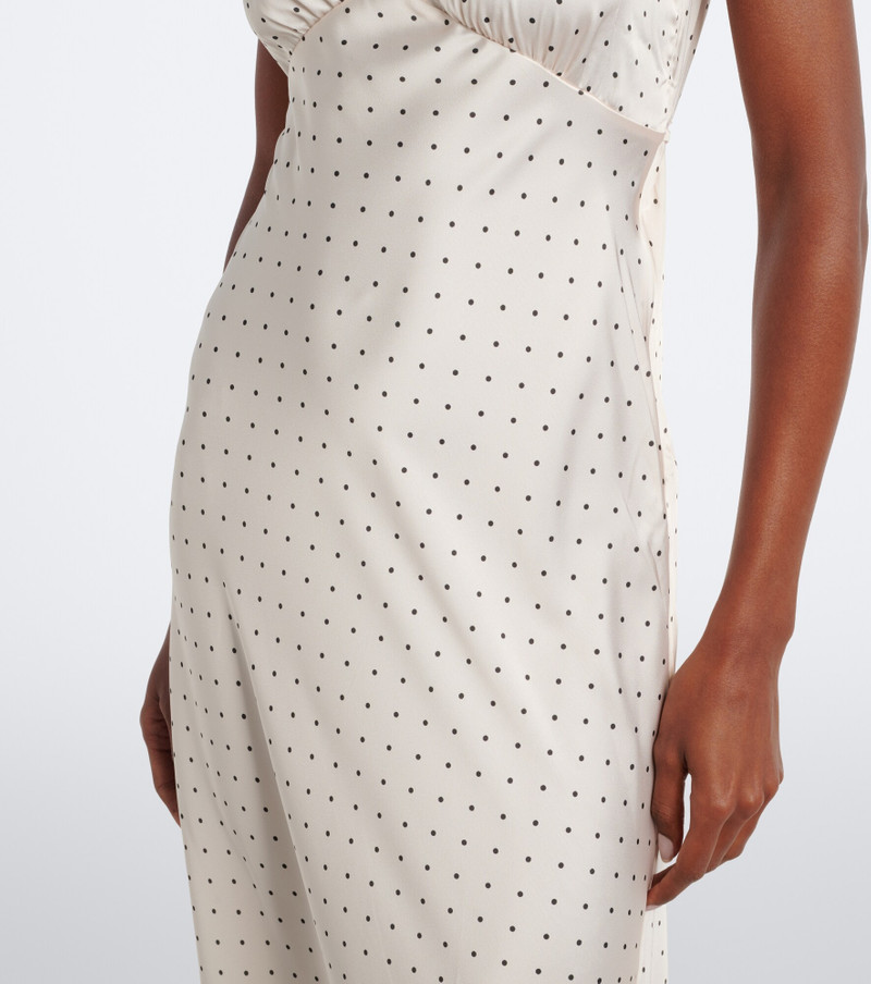 Mina lace-trimmed polka-dot satin midi dress 4