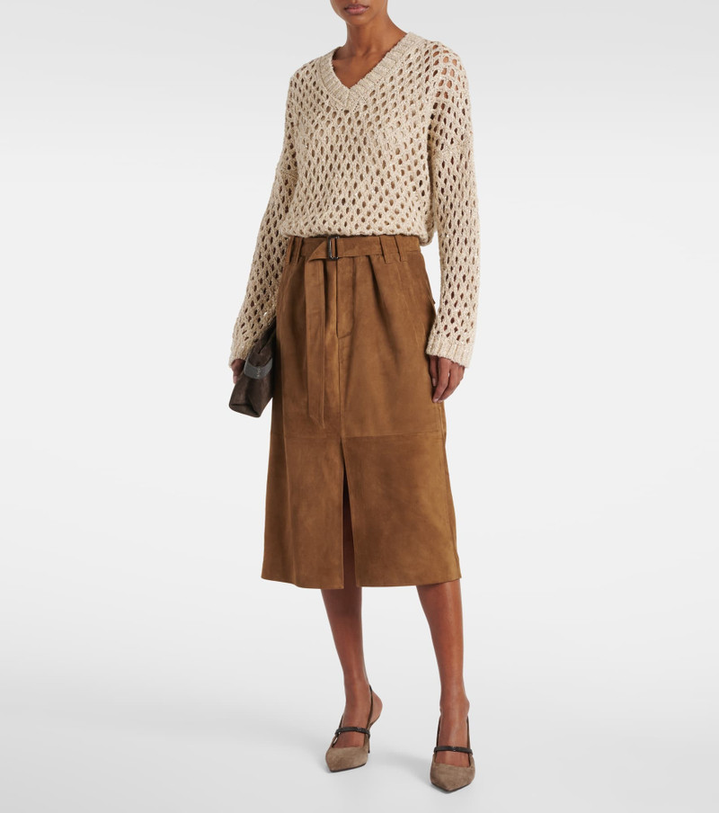 Brunello Cucinelli Suede midi skirt outlook
