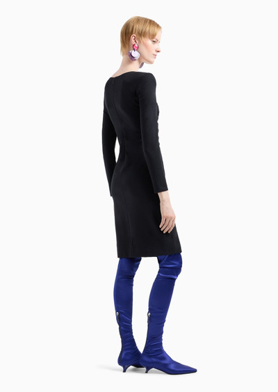 EMPORIO ARMANI Stretch Milano stitch fabric dress with asymmetric cross-over and draping outlook