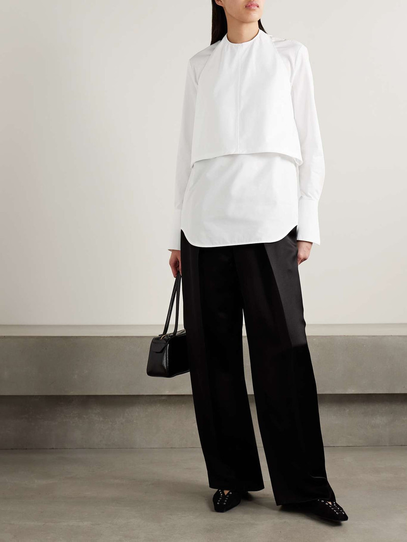 WARDROBE.NYC Convertible layered buckled cotton-poplin shirt White outlook