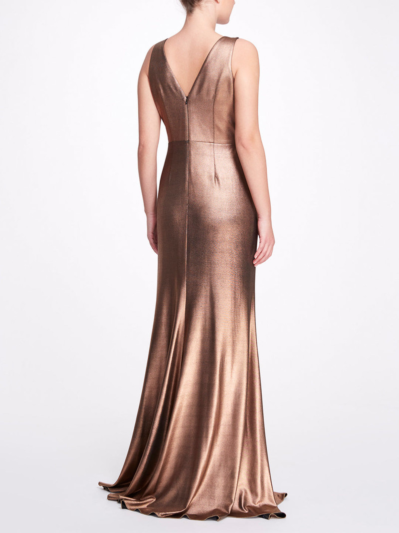 METALLIC V-NECK GOWN 3