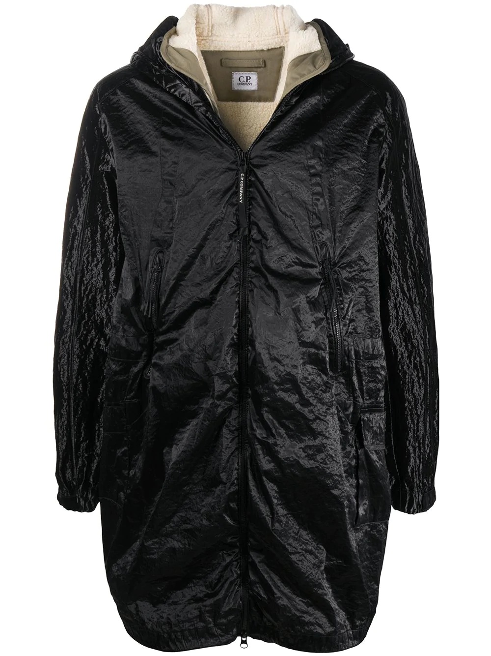 metallic-effect parka coat - 1