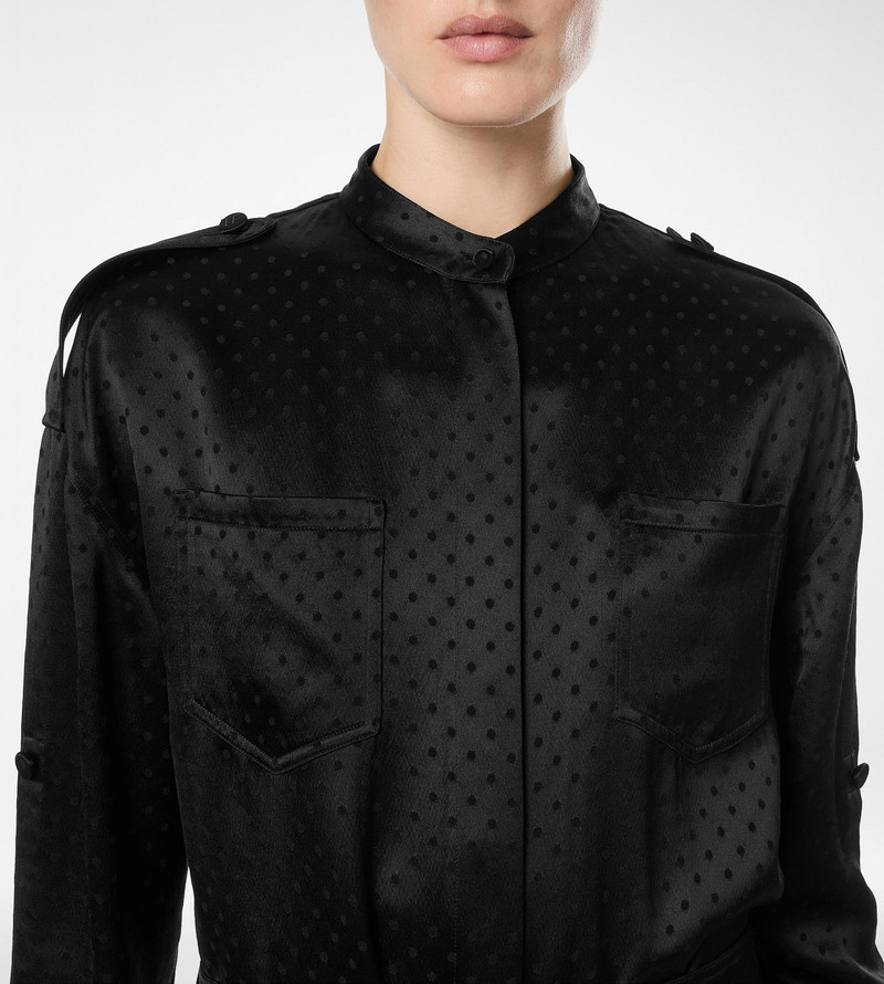 TOM FORD POLKA DOT JACQUARD LONG BELTED MILITARY DRESS outlook