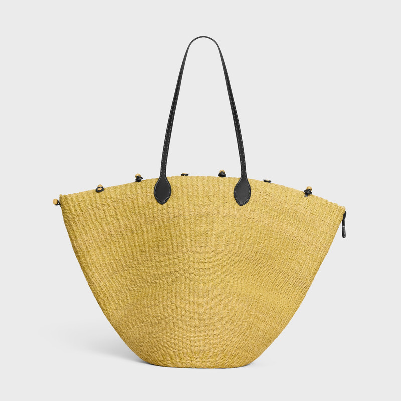 LARGE TRIOMPHE BEADS BASKET IN SISAL RAFFIA AND CALFSKIN 3