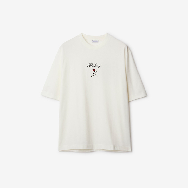 Logo Rose Cotton T-shirt 1