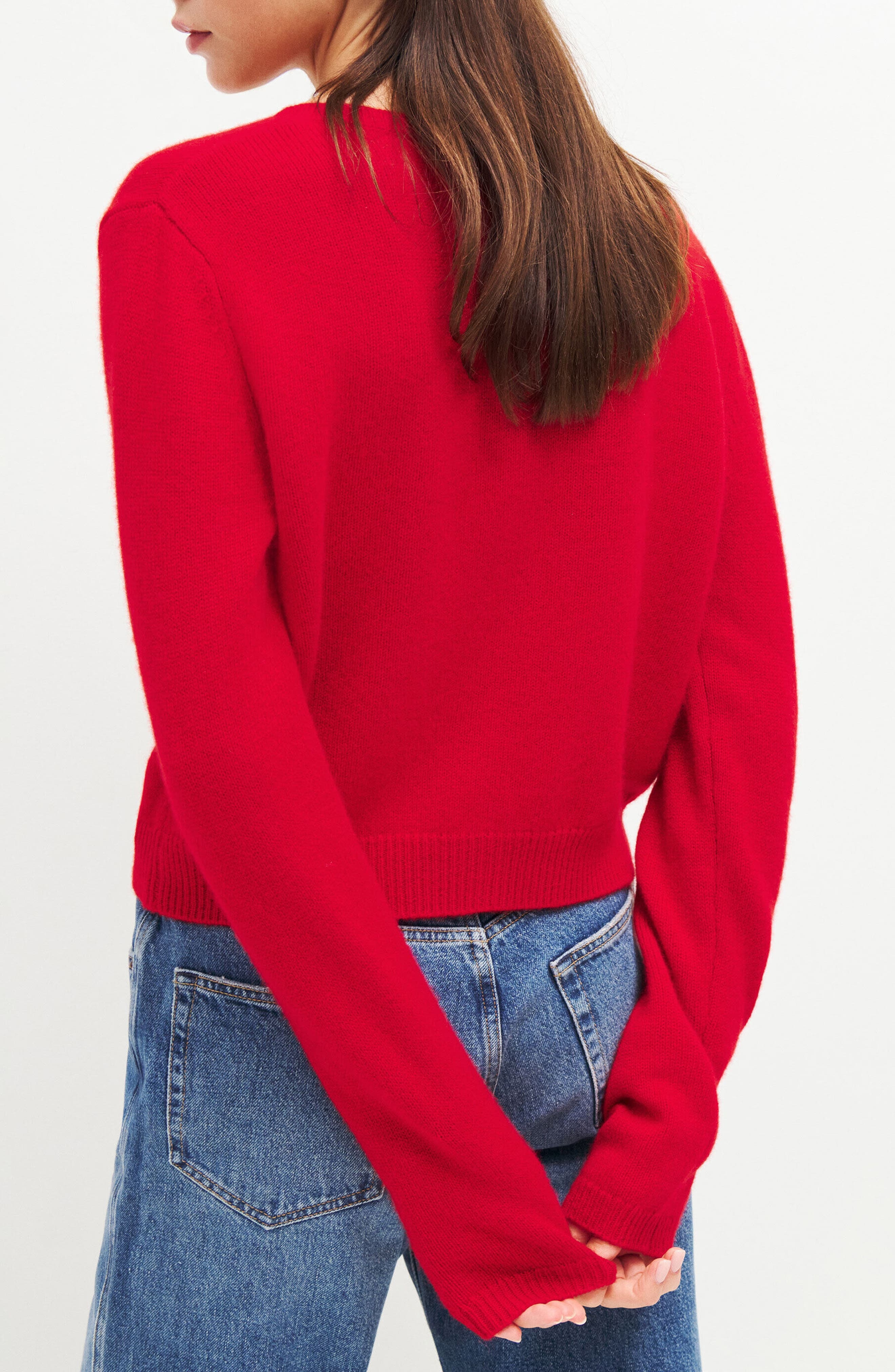 Reformation Clara Cashmere & Wool Crew Cardigan in Cherry at Nordstrom - 2