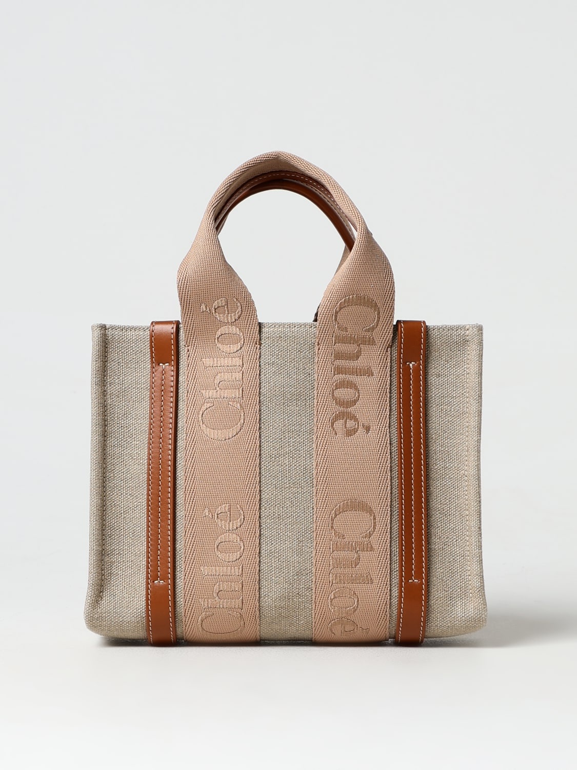 Chloé Woody canvas bag with embroidered logo - 1