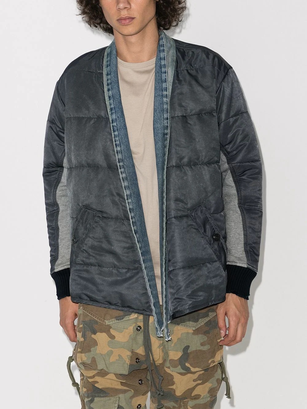 padded wrap-front bomber jacket - 2