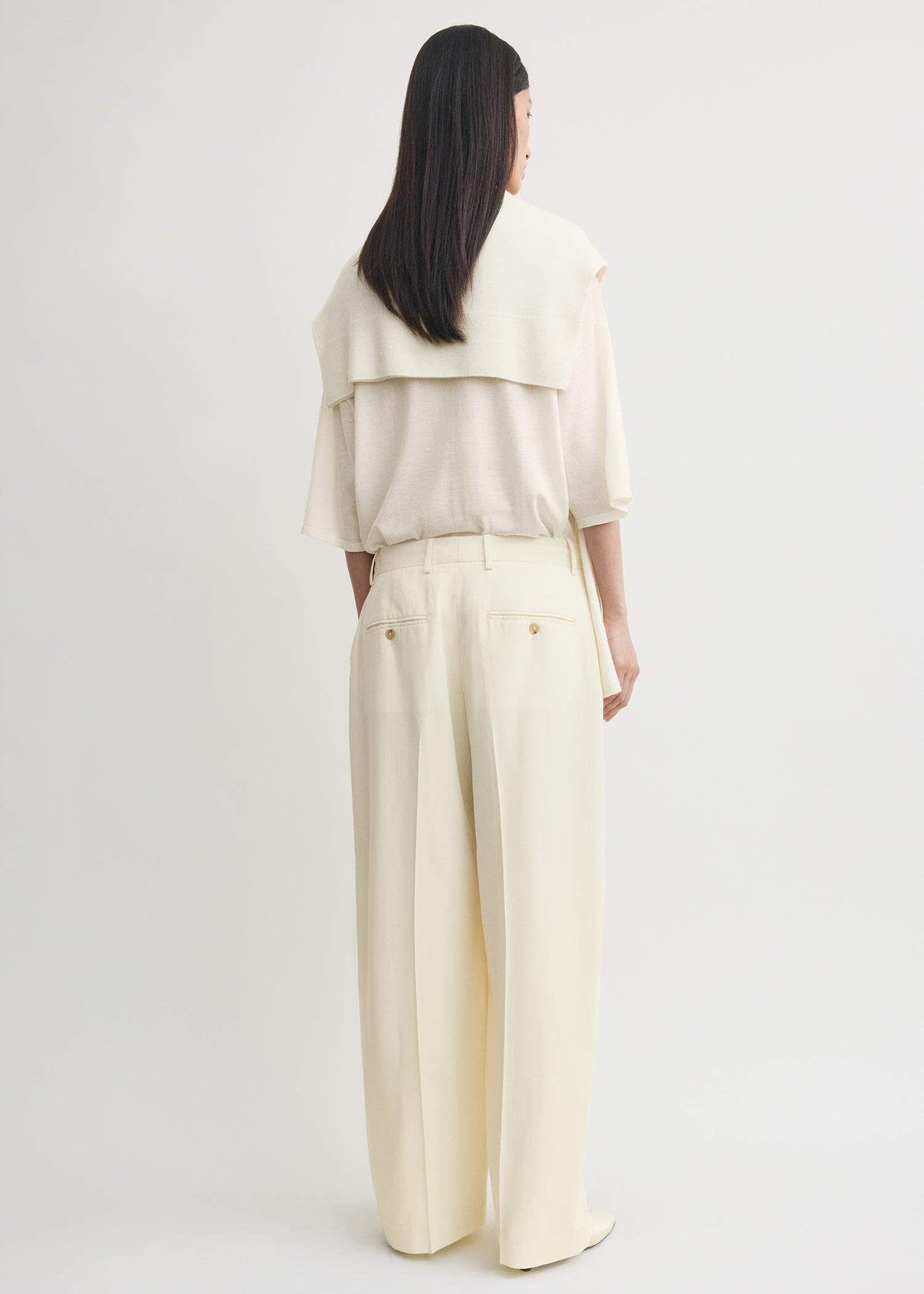 Wide fluid trousers ecru - 4