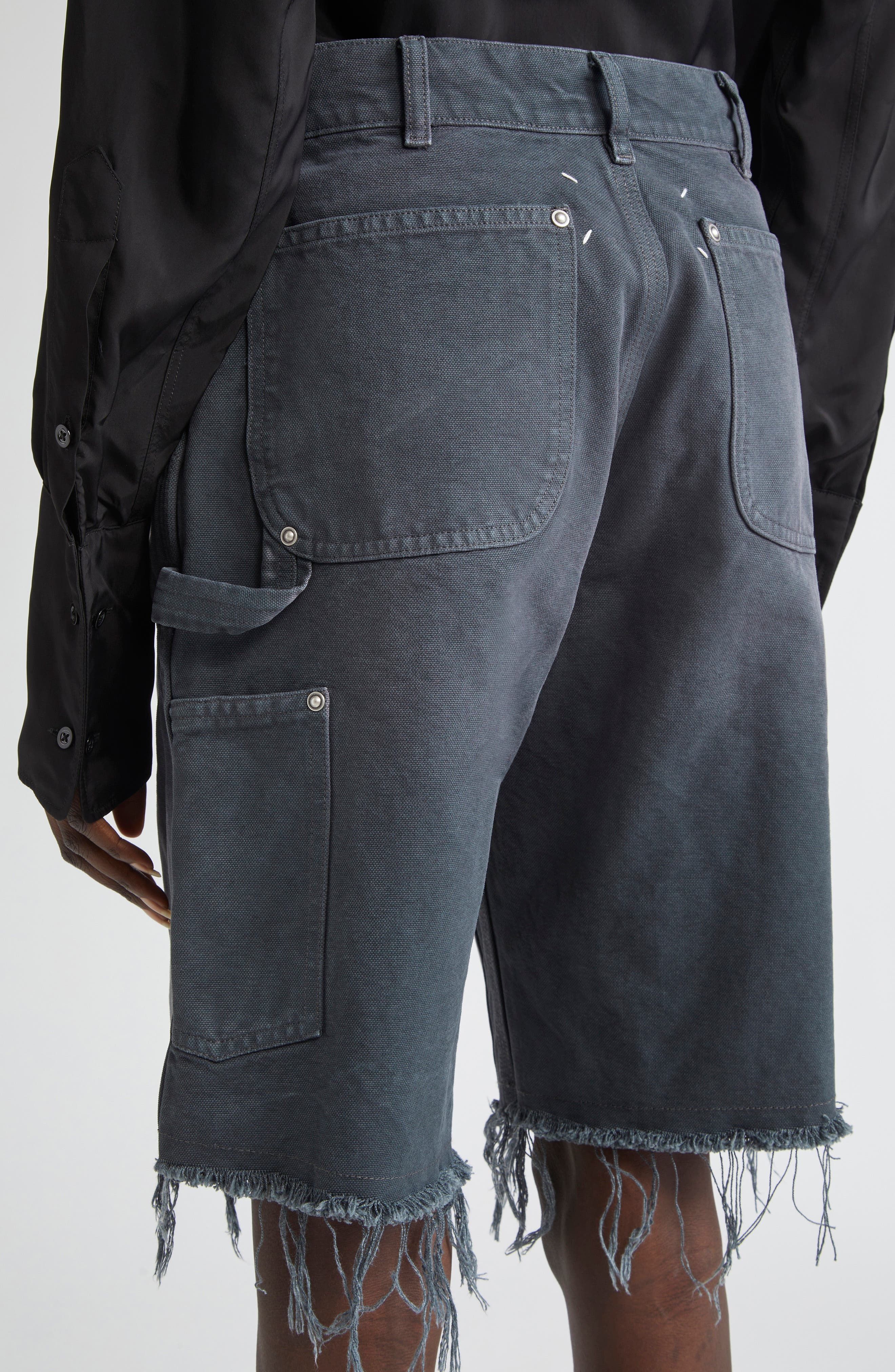 Maison Margiela Studded Denim Cutoff Carpenter Shorts in Grey at Nordstrom - 5