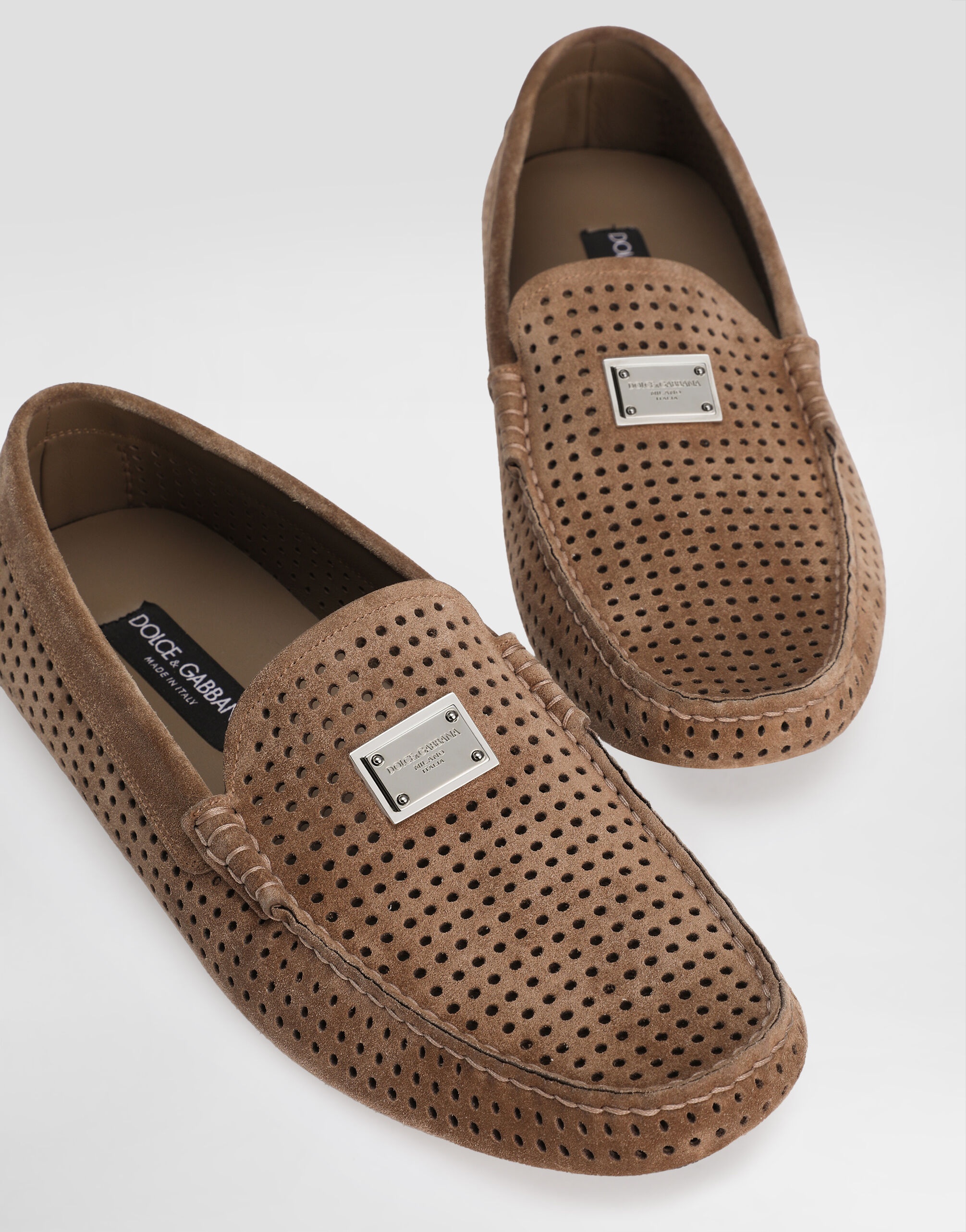 DG driver perforated split calfskin slipper - 4