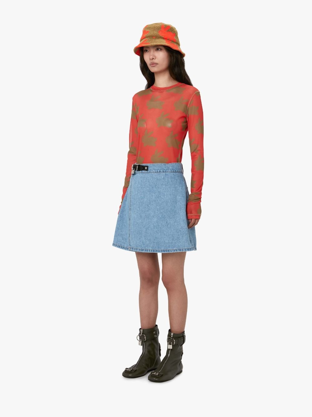 PADLOCK STRAP MINI DENIM SKIRT - 4