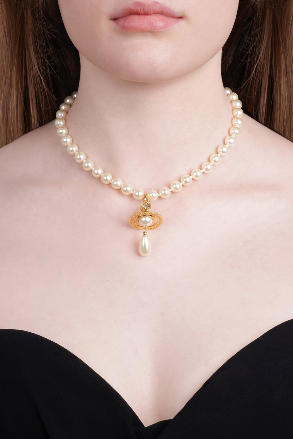 ONE ROW PEARL DROP CHOKER | WHITE/GOLD - 3