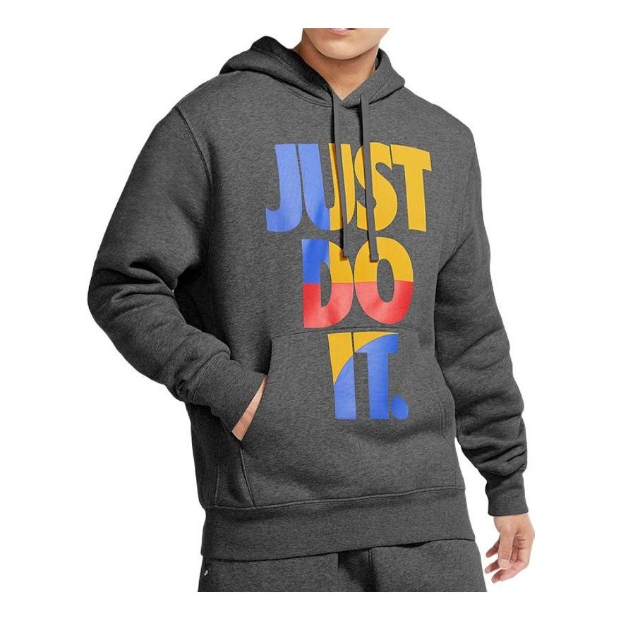 Nike Sportswear Pullover Fleece Hoodie Just Do It 'Grey' CU4271-071 - 1