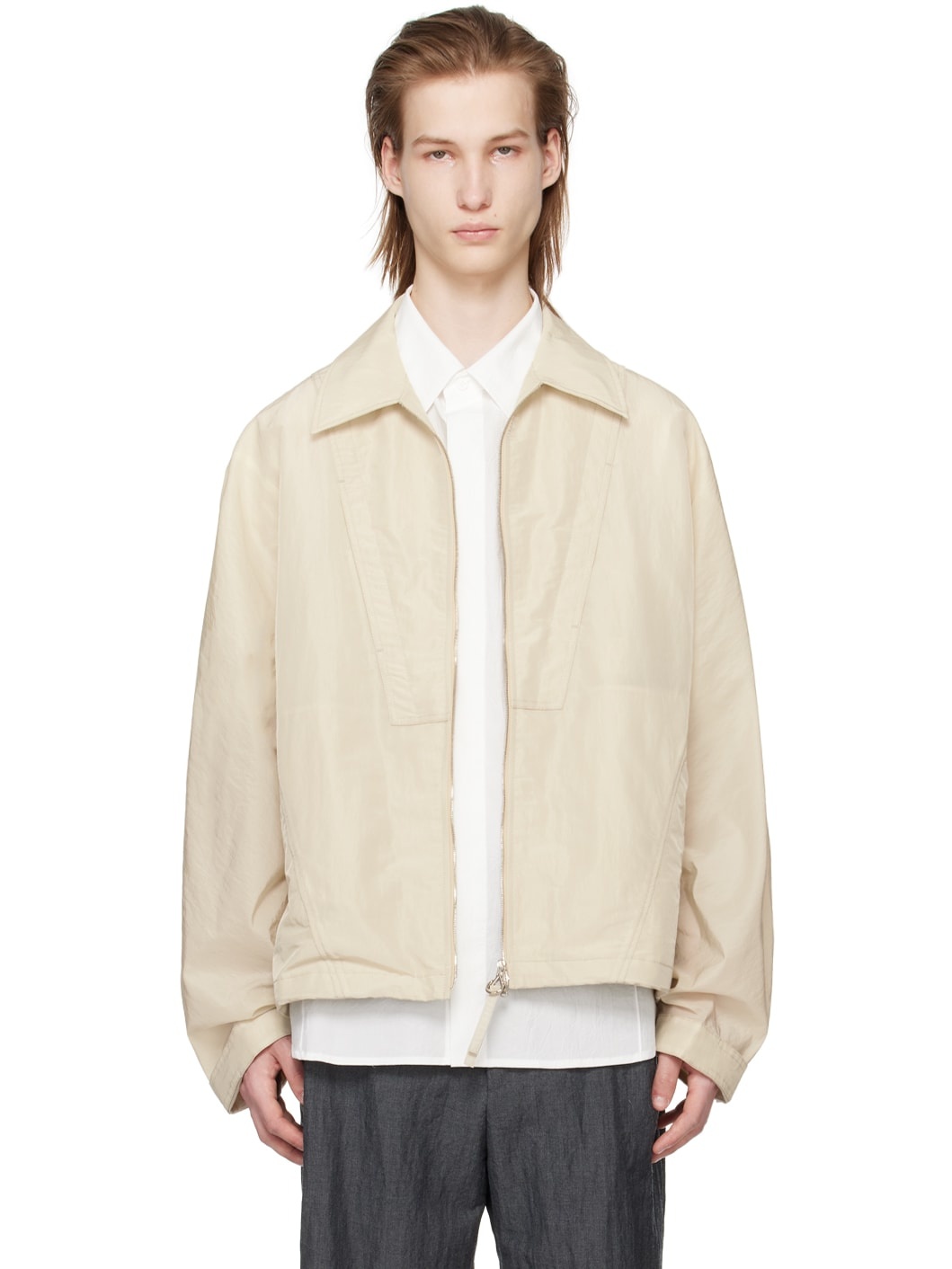 Beige Crinkled Jacket - 1
