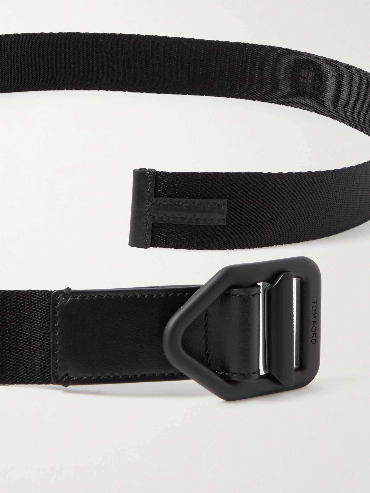4cm Leather-Trimmed Canvas Belt - 2