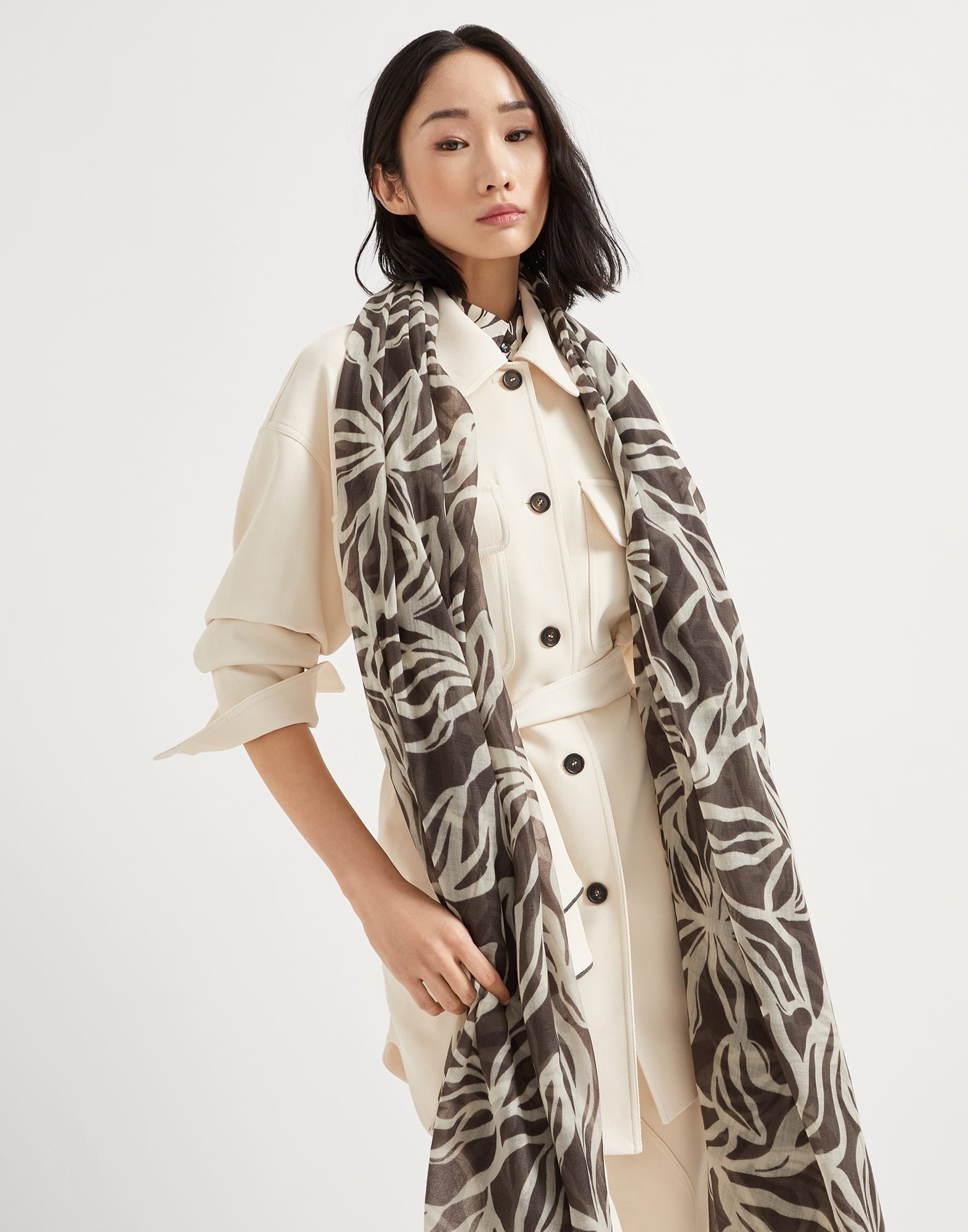 Cashmere floral print scarf - 4