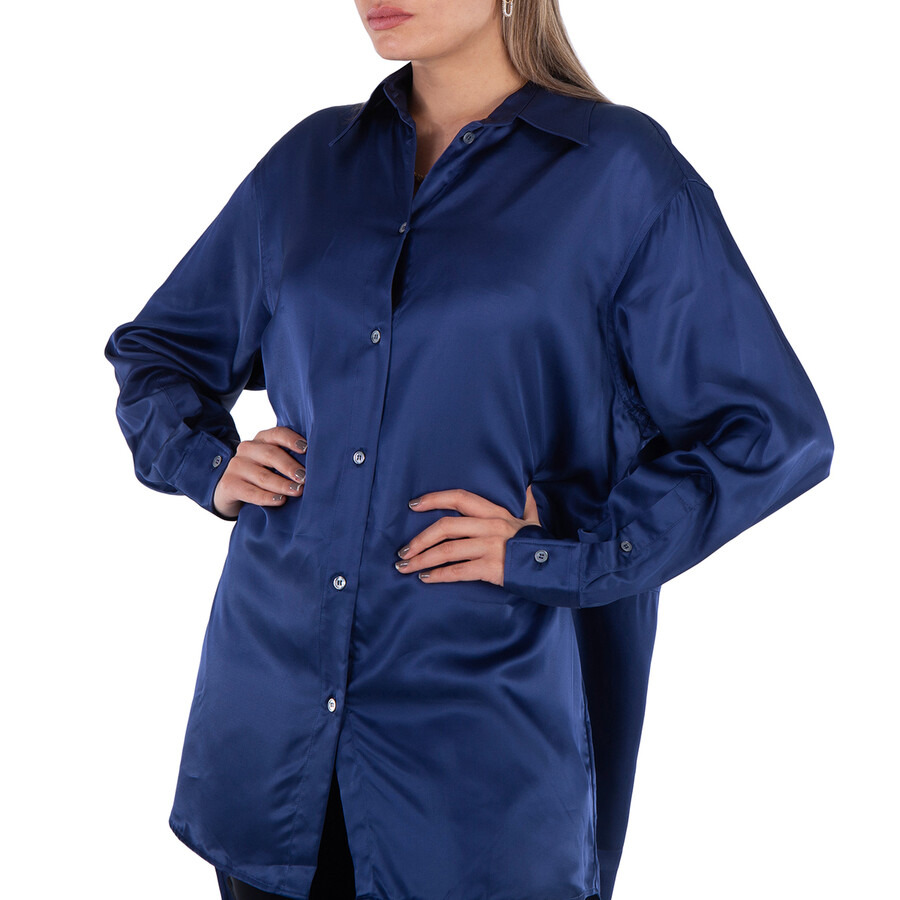 Mm6 Maison Margiela Oversized Satin Cut-Out Shirt - 2