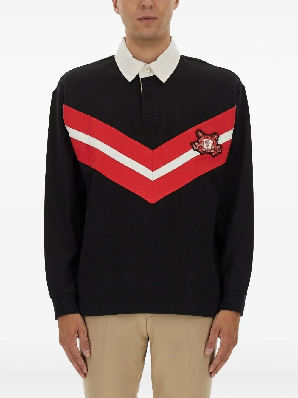 logo-patch polo shirt - 1