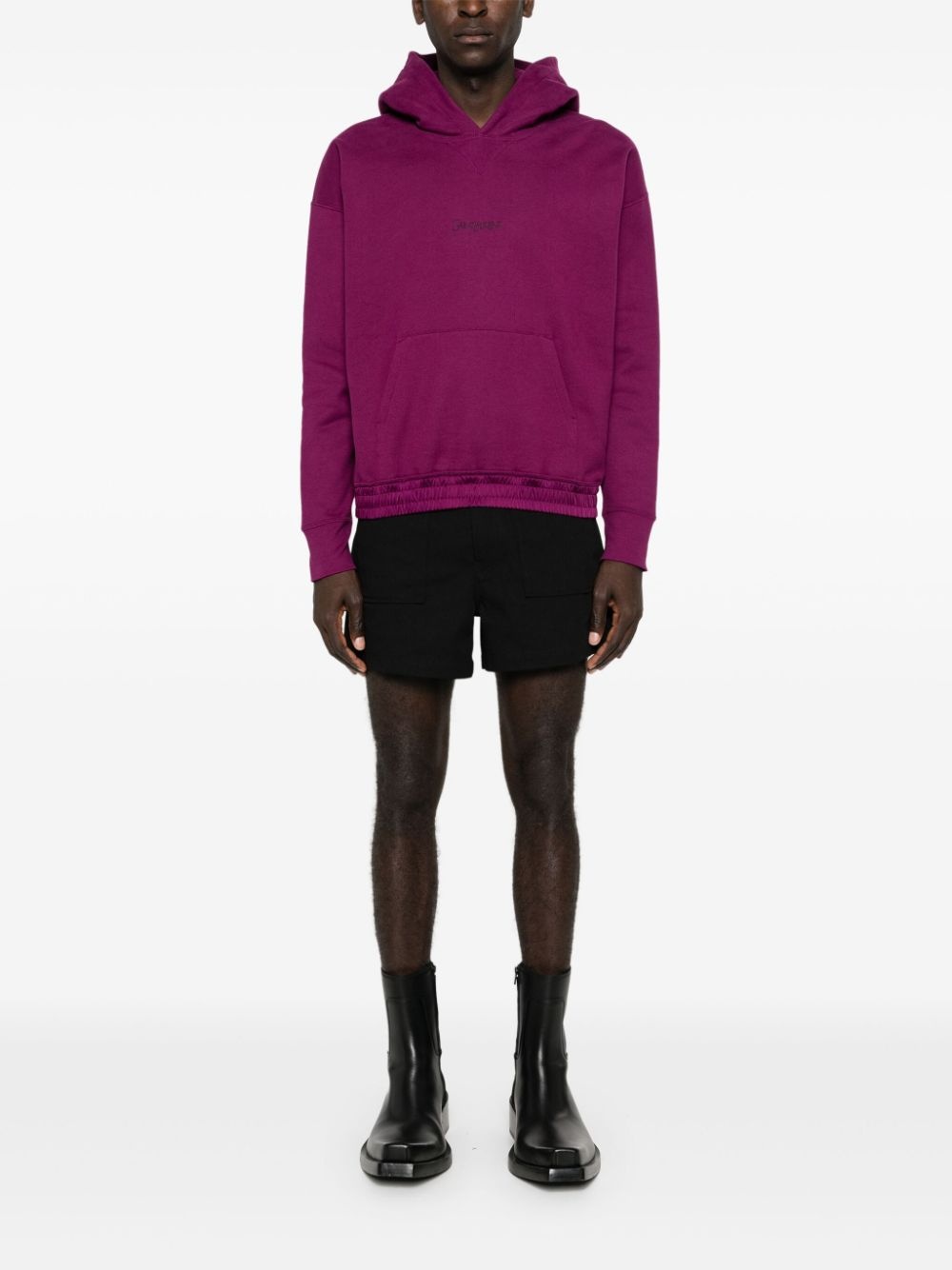 logo-embroidered cotton hoodie - 2