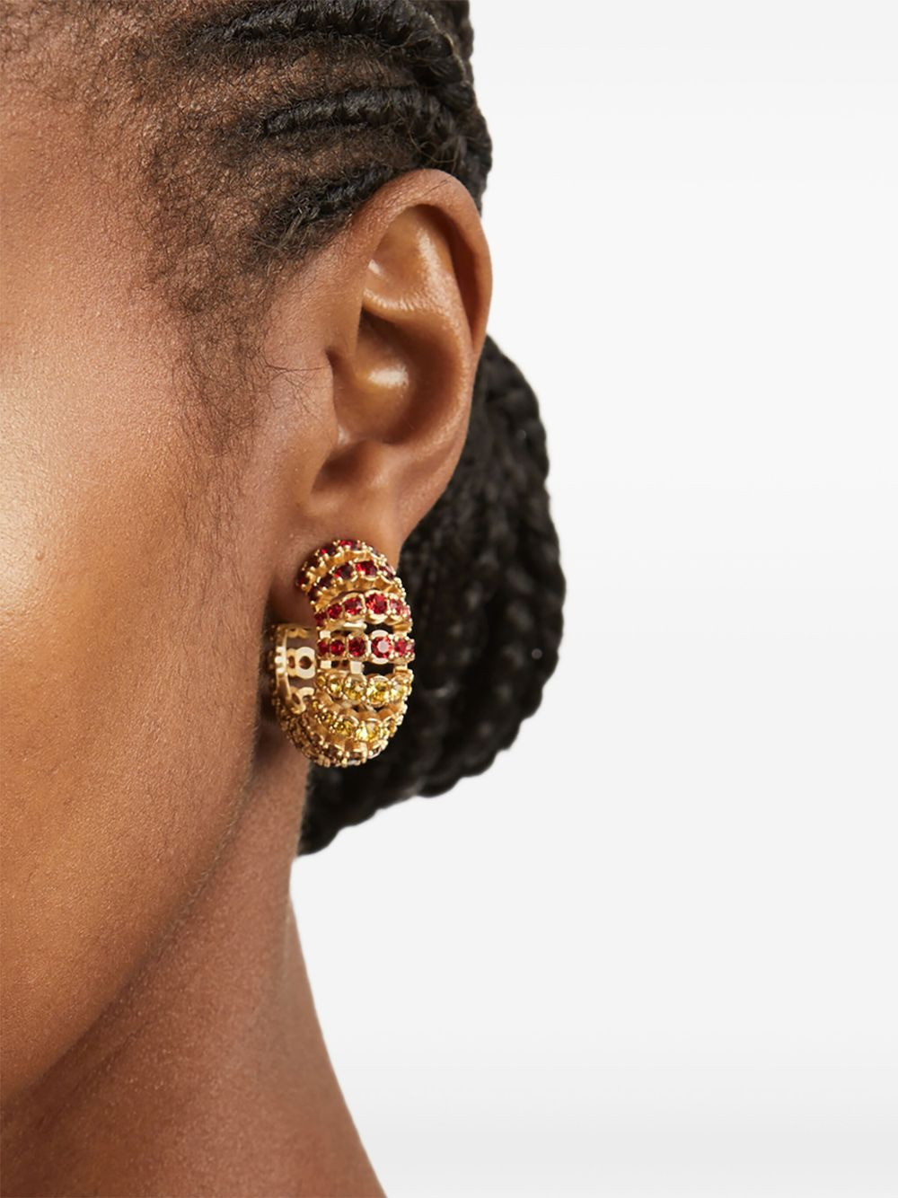 gemstone-embellished hoop earrings - 2