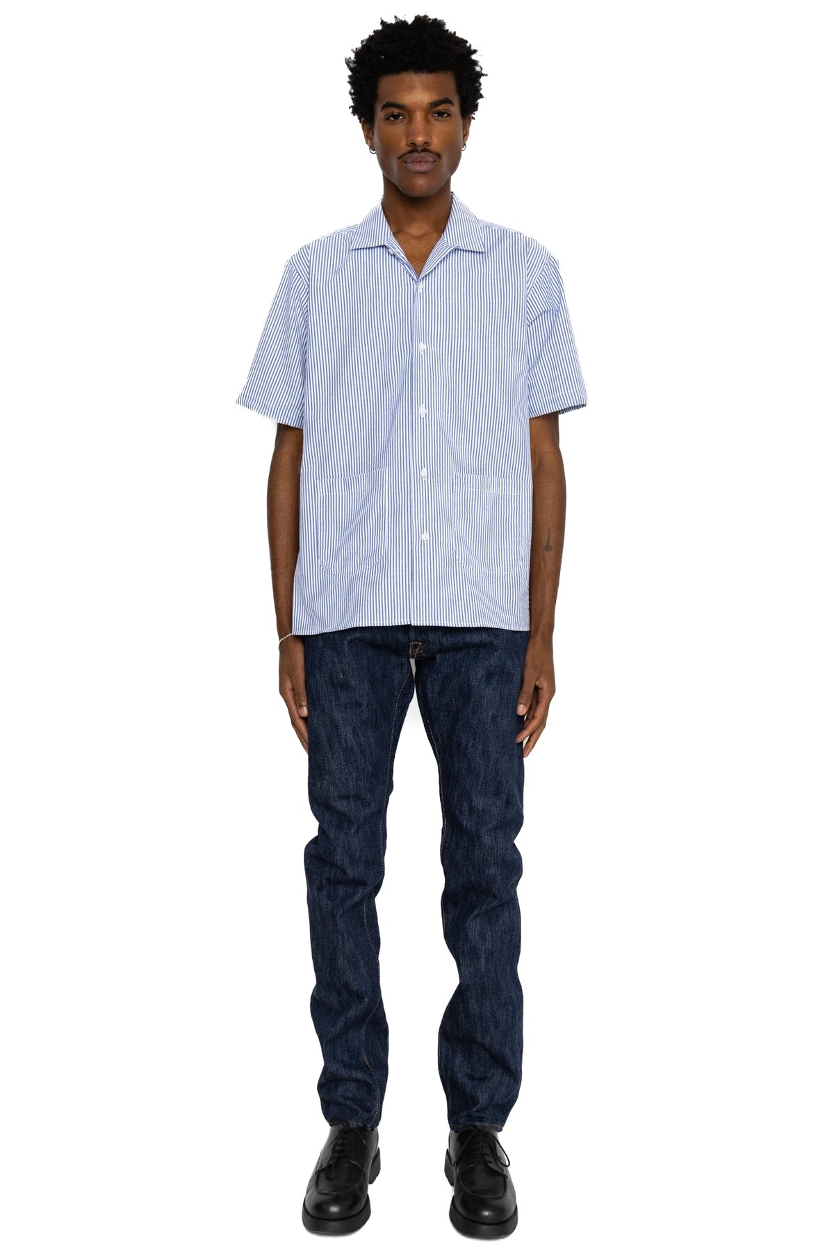 KS-15oz-019 Kasuri Denim Relax Tapered Jeans Blue In Green Version - 3