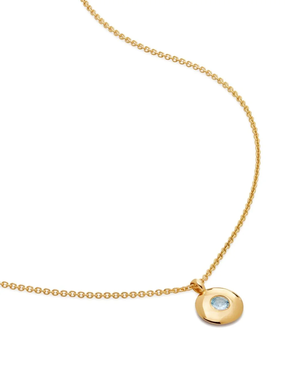 18kt recycled gold vermeil Birthstone aquamarine pendant necklace - 1