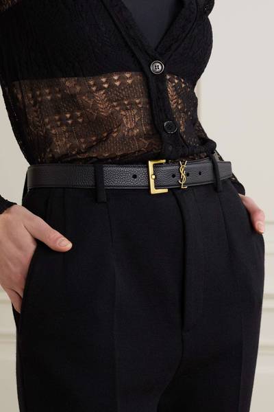 SAINT LAURENT Monogramme textured-leather belt outlook