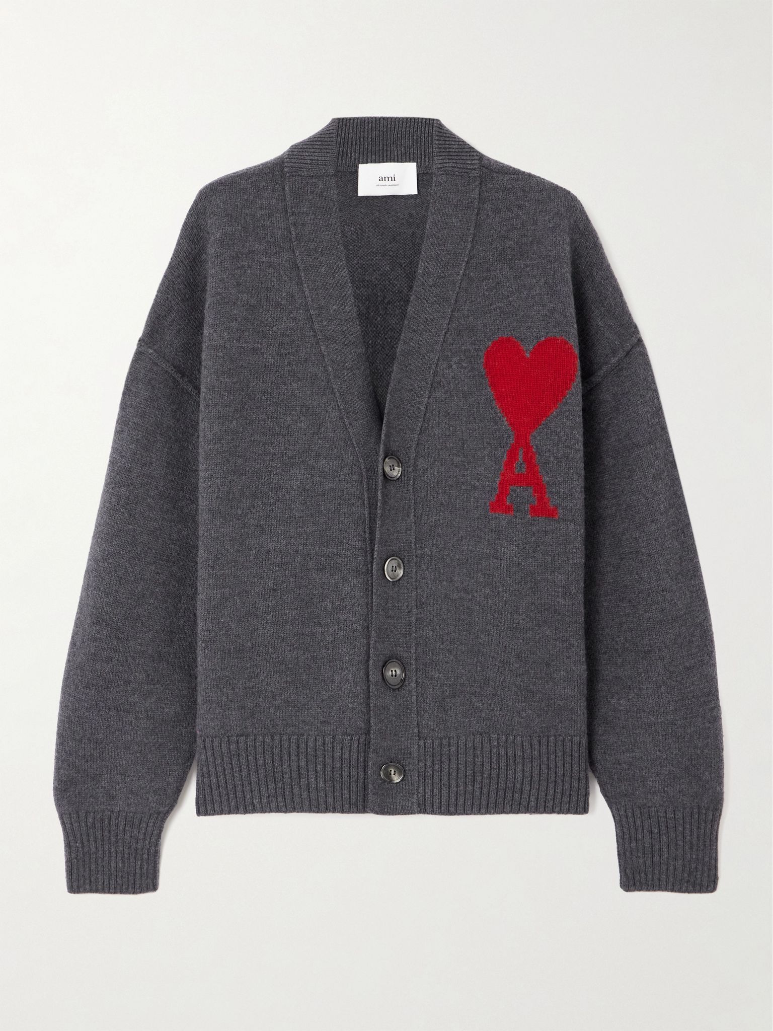 + NET SUSTAIN ADC intarsia wool cardigan Gray - 1