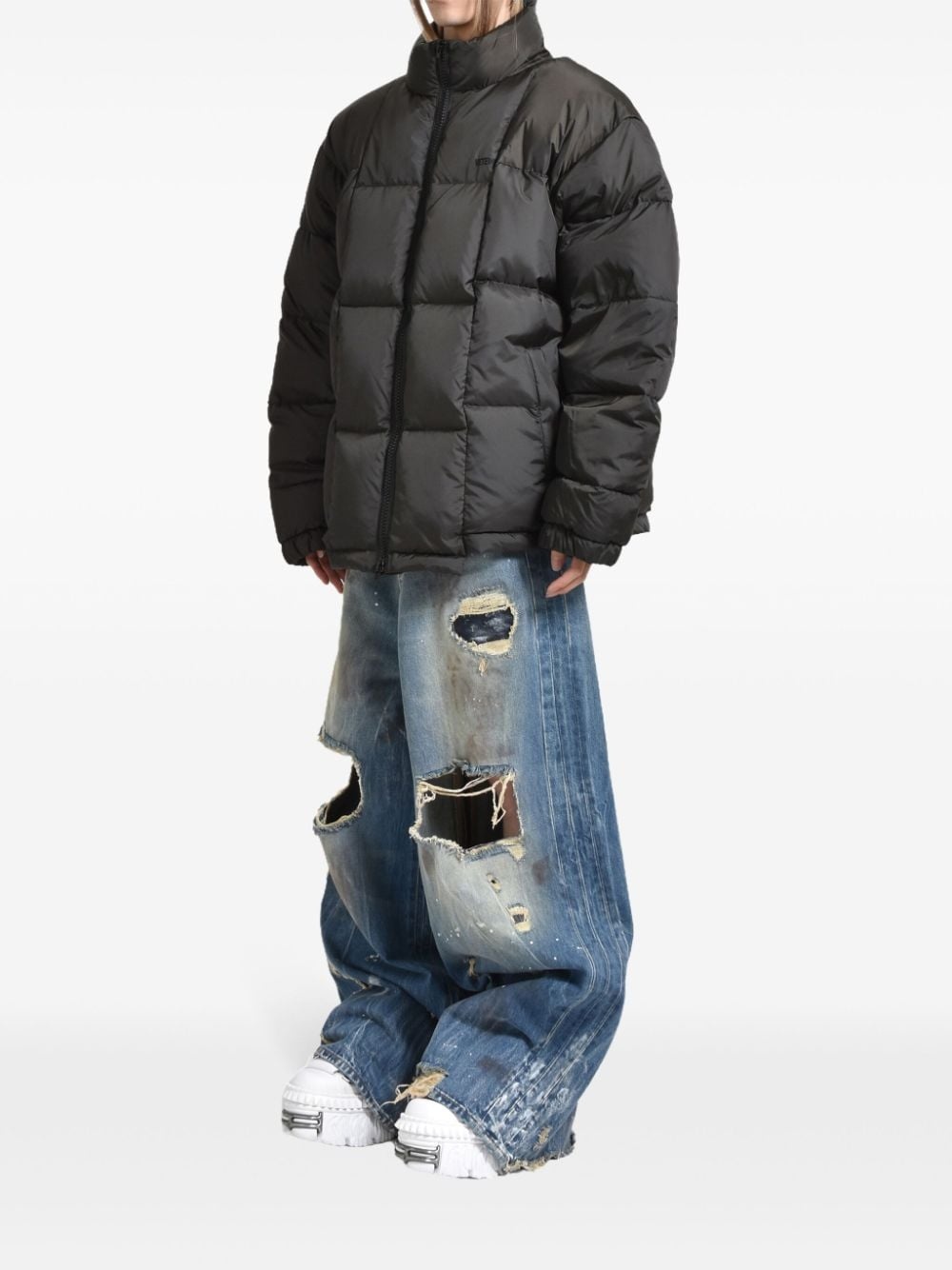 logo-embroidered padded jacket - 2