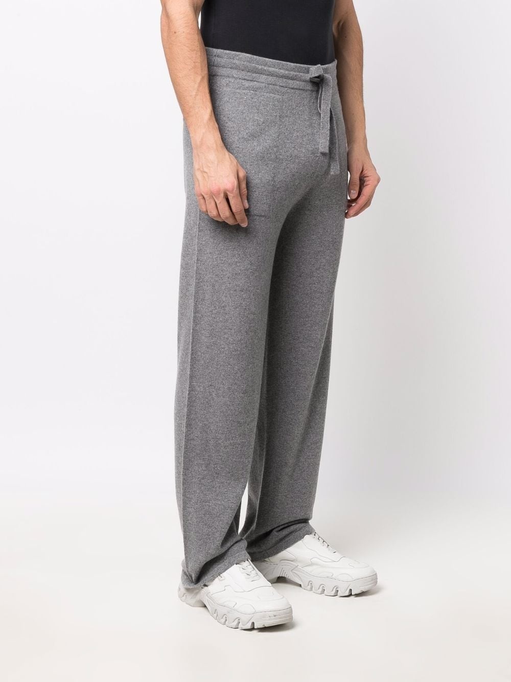 logo-embroidered cashmere track pants - 3