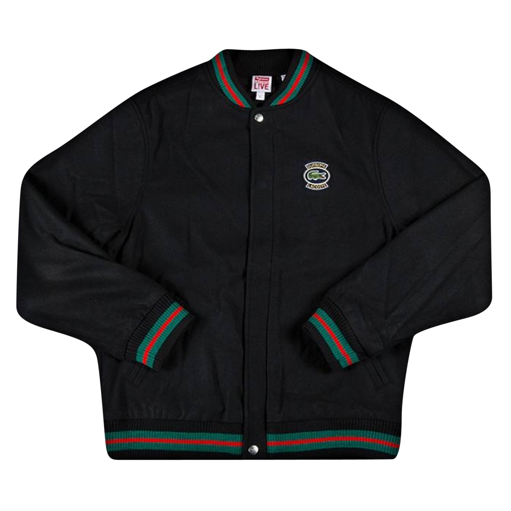Supreme x Lacoste Wool Varsity Jacket 'Black' - 1
