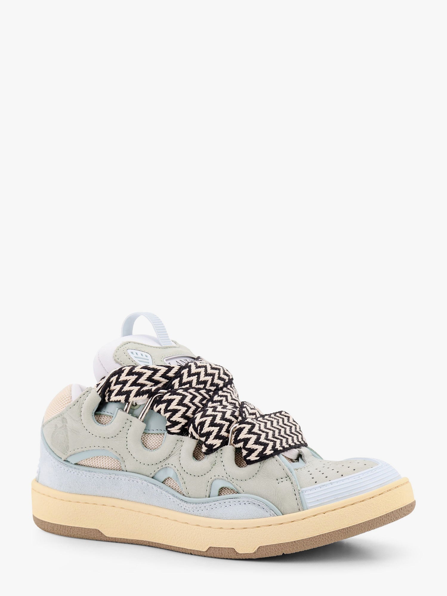 LANVIN PARIS - Curb leather sneakers with mesh inserts - 2