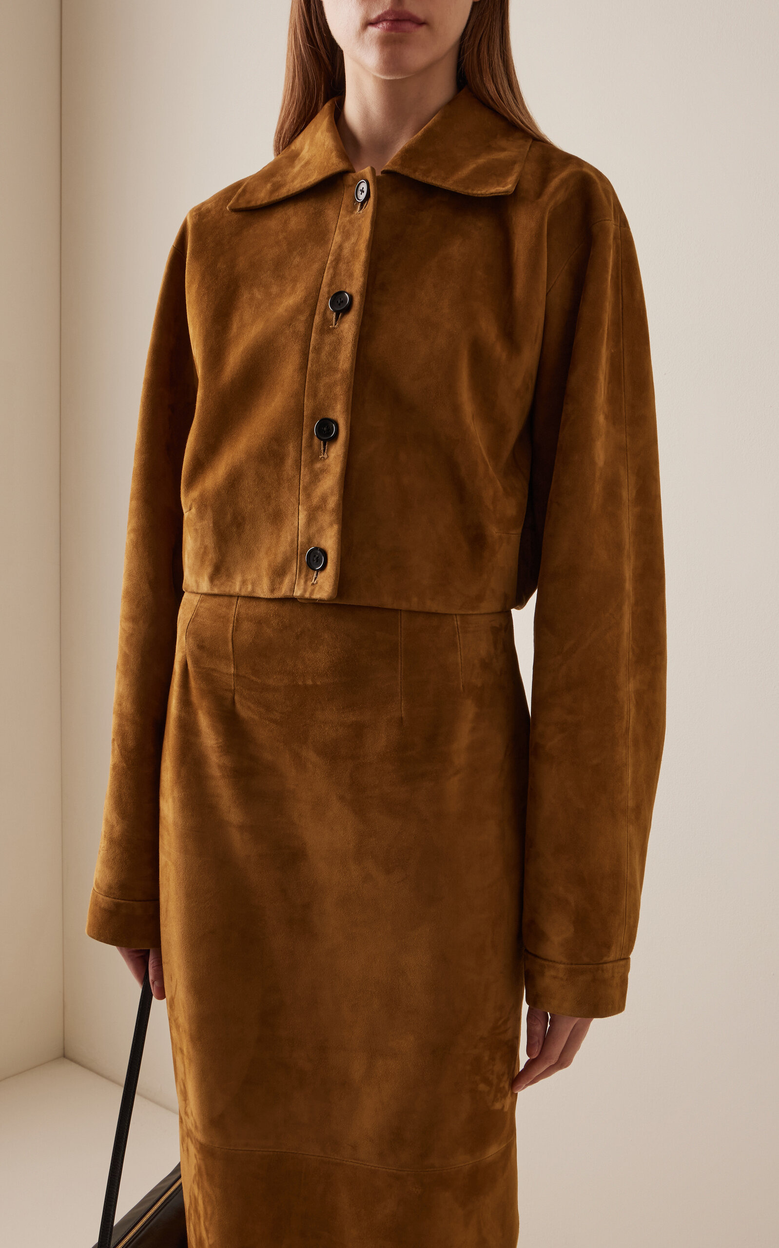 Sue Cropped Suede Jacket brown - 2