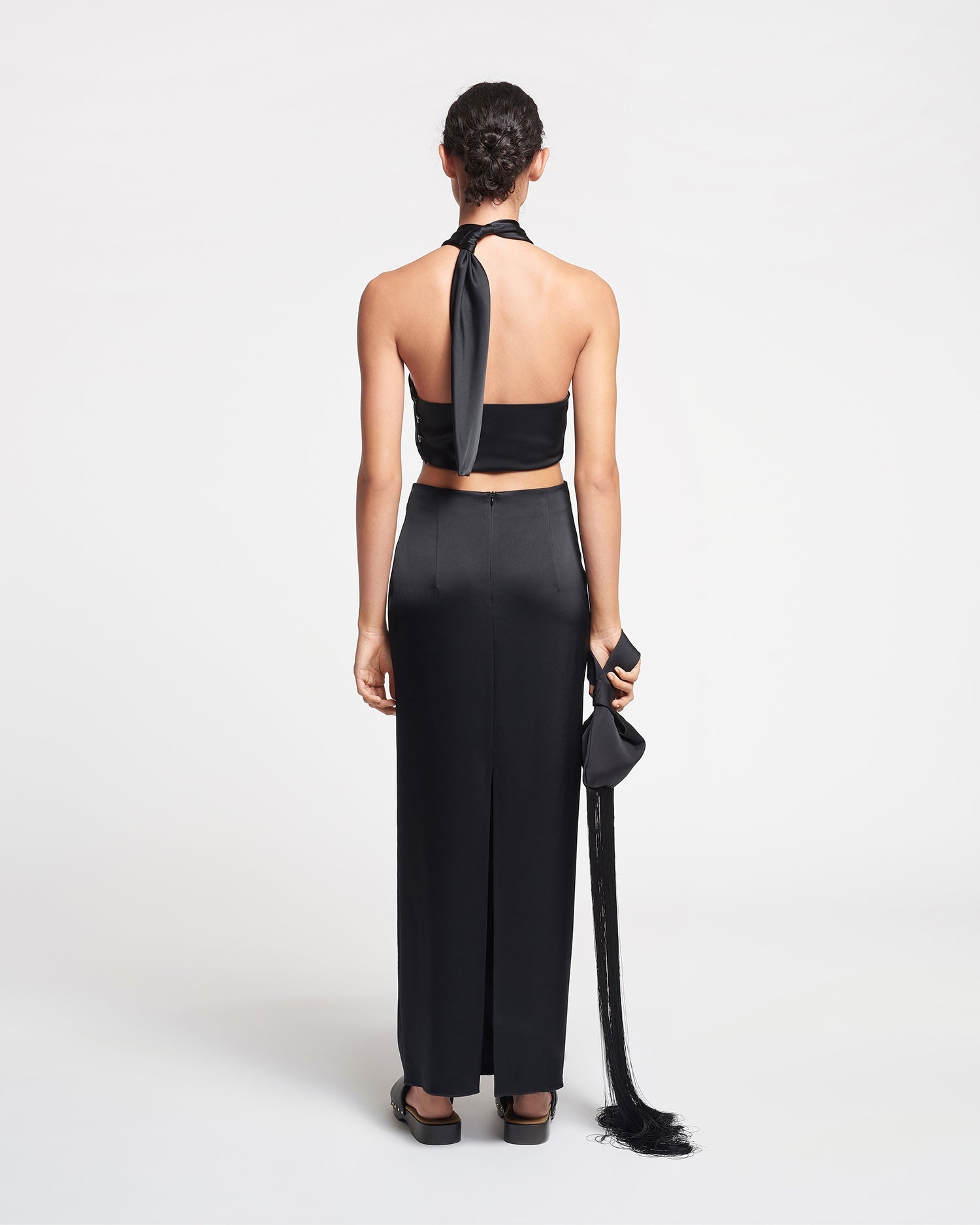 Knotted Slip Satin Skirt - 3