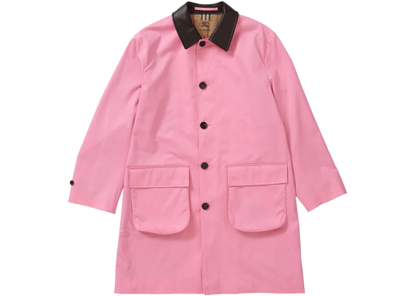 Supreme Burberry Leather Collar Trench Pink - 1